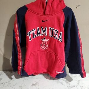 Vintage Kids Nike Size 5 Olympics Team USA Hoodie Red